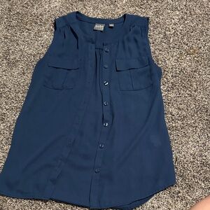 Elegant Navy Sleeveless Blouse